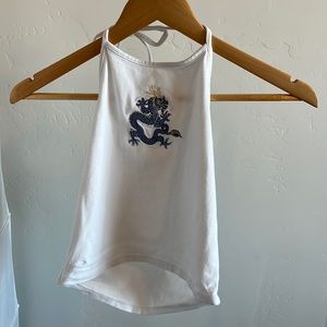 Brandy Melville/Pacsun white dragon tie top. Size small. Condition: lightly used